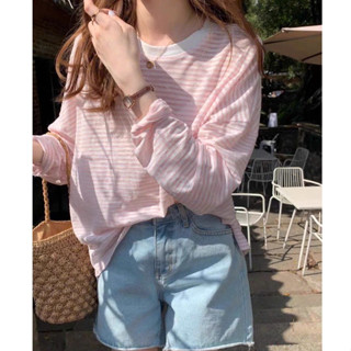 Áo thun nữ dài tay sọc Menina, áo thun tay dài tay sọc chất xược giấy thời trang.