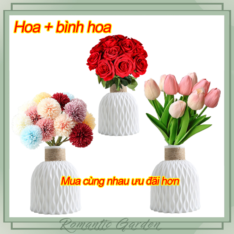 Bộ hoa (mua cùng nhau càng tiết kiệm) Lọ Trang Trí Nhà & Vườn, Chất Liệu Nhựa PVC Chống UV