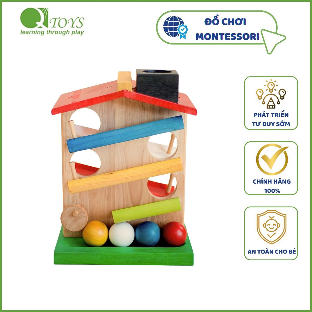 Nhà Banh 4 Màu Montessori  SKU245 -Phát Triển Tư Duy Cho Trẻ Từ 2-6 Tuổi | QTOYS