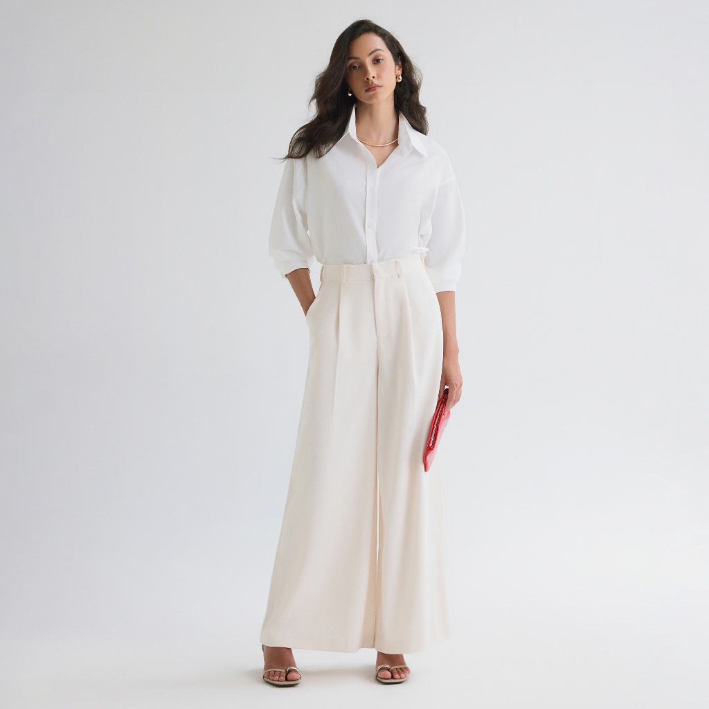 Áo sơ mi oversized MONO TALK (trắng) vải poplin hạn chế nhăn, mềm mát T10001FT | BigBuy360 - bigbuy360.vn