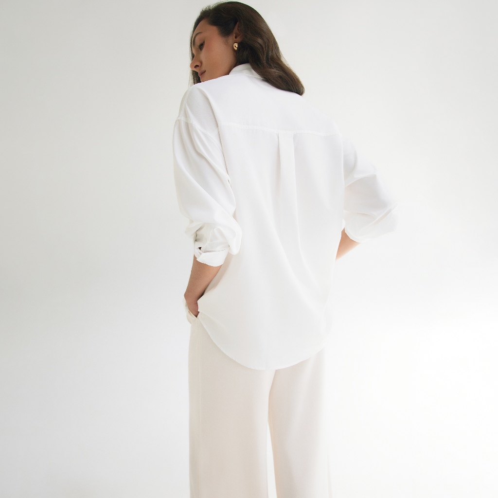 Áo sơ mi oversized MONO TALK (trắng) vải poplin hạn chế nhăn, mềm mát T10001FT | BigBuy360 - bigbuy360.vn