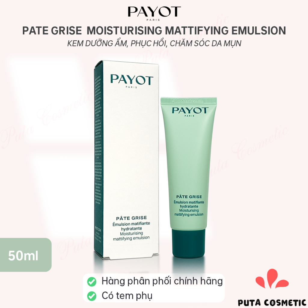 Payot Pate Grise Moisturising Mattifying Emulsion 50ml – Kem dưỡng ẩm, phục hồi, chăm sóc da mụn