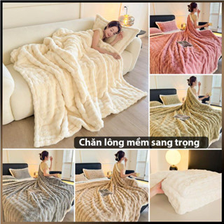 Chăn lông thỏ nhân tạo, Home bedding nhẹ, ấm áp, mềm mại, dùng được 4 mùa.Chăn Dày Hai Mặt Lông Cừu