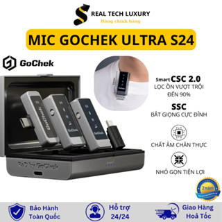 Mic Thu Âm Không Dây Gochek S24 ULTRA - Micro gocheck cài áo lọc tiếng ồn livestream Tích Hợp 2 Chân