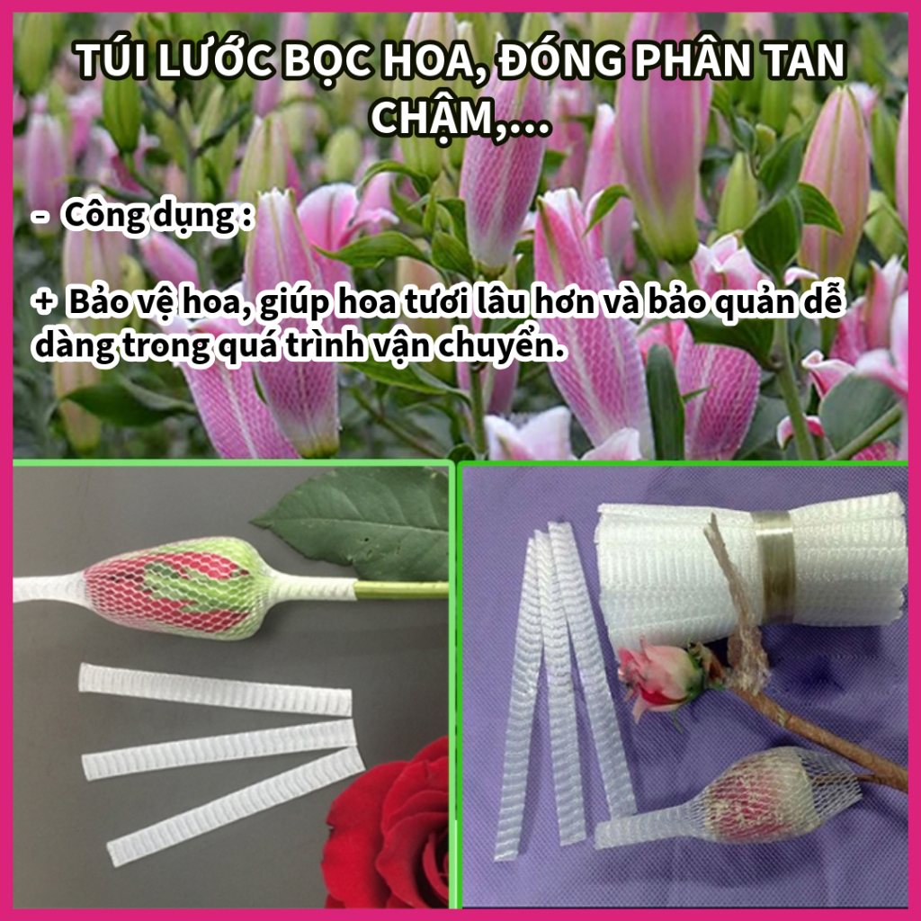 TÚI LƯỚI BAO HOA & ĐỰNG PHÂN TAN CHẬM 500GRAM