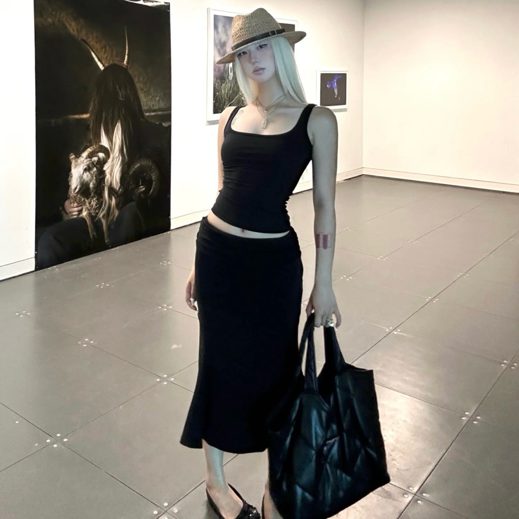 Chân váy dài đuôi cá Bigsize chất thun umi dày dặn EVY SKIRT BLACK | BigBuy360 - bigbuy360.vn