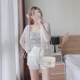  Áo Khoác Len Cardigan Tay Dài Dáng Ôm Áo Lưới Thoáng Khí Phối Áo 2d Siêu Xinh Hàng Qccc Phù Hợp Đi Biển Dạo Phố MMClos 