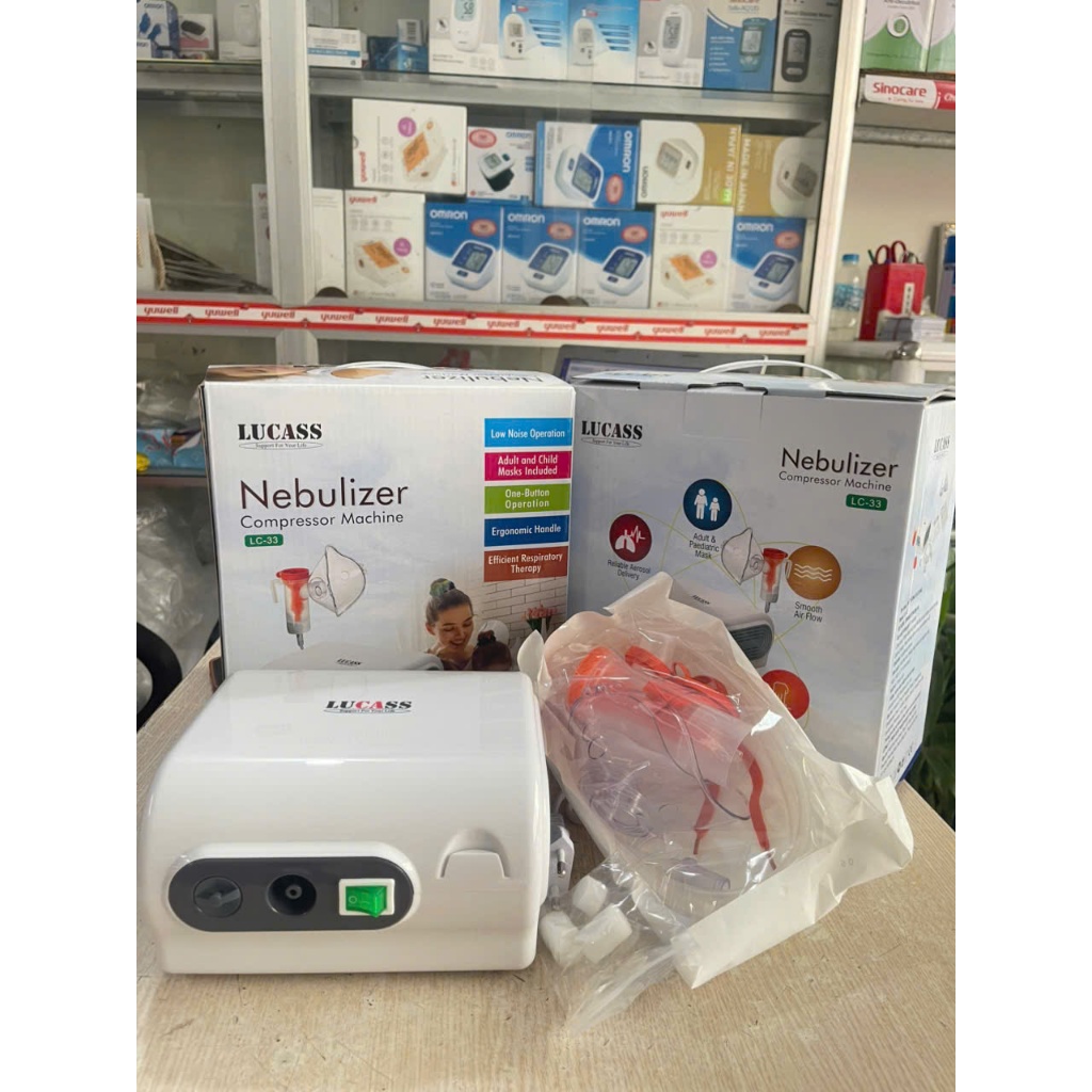 Máy xông khí dung Lucass LC33, Máy xông mũi họng lucass, Máy xông mũi, Tặng kèm phụ kiện cho cả người lớn và trẻ em