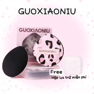 GUOXIAONIU Bông phấn dạng bột bông phấn họa tiết da báo chuyên dùng cho kem nền sử dụng ướt và khô
