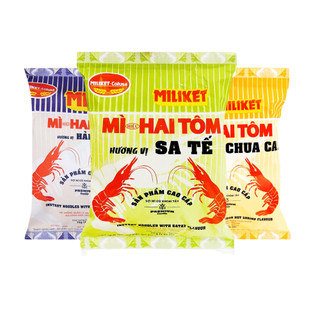 Thùng 30 gói mì Miliket Hai Tôm sa tế hải sản tôm chua cay gói 75g 