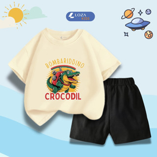  Bộ đồ cho bé trai Brainrot BOMBARIDDINO CROCODIL hè 2025 - Quần áo trẻ em nam  từ 15-45kg - Loza Kids SB415 