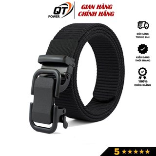 Thắt lưng vải canvas thiết kế khóa tự động phong cách thể thao cho nam và nữ dùng thường ngày