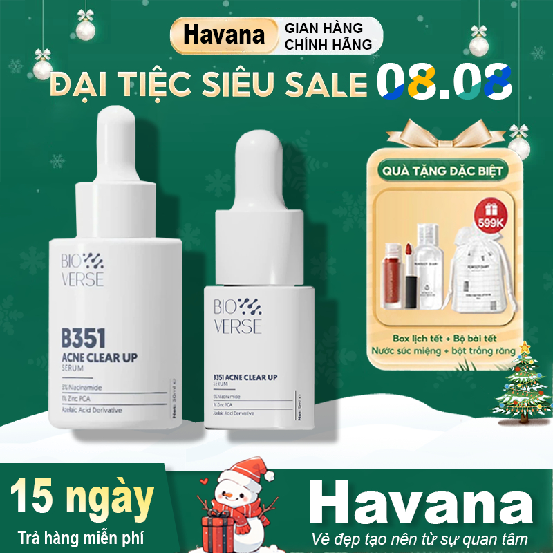 Tinh chất Bioverse B351 Acne Clear up Niacinamide 5% + Zinc 1% hỗ trợ giảm mụn hiệu quả