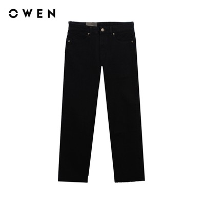 Owen - Quần jeans Straight Fit QJT251239 màu Đen chất liệu Cotton Spandex