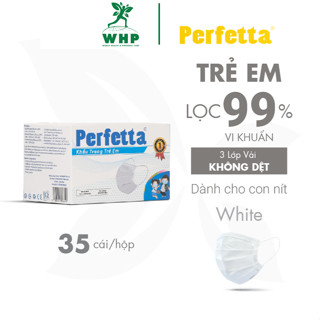  Khẩu Trang Y Tế 3 Lớp Perfetta Trẻ Em 35 Cái Hộp - Trắng Xanh Thoáng Khí 