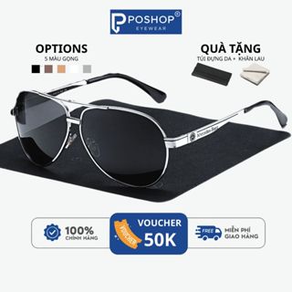 Kính Râm Nam Cao Cấp M3 POSHOP Gọng Kim Loại Mắt Phân Cực Chống Chói Đi Đêm