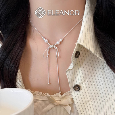 Dây chuyền nữ Eleanor Accessories mặt nơ đính ngọc trai nhân tạo phụ kiện trang sức vòng cổ 10039