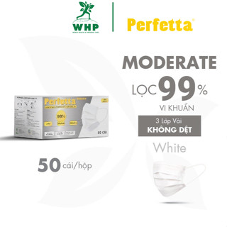  Khẩu Trang Y Tế Perfetta Moderate 50 Cái Hộp - 3 Lớp Siêu Mềm Mịn Vừa Sống Mũi 