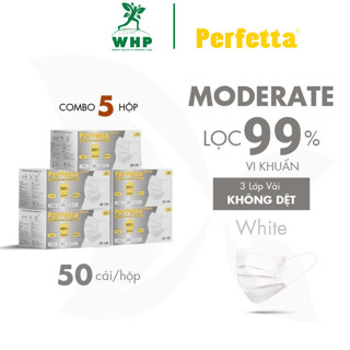  Combo 5 Hộp Khẩu Trang Y Tế Perfetta Moderate 50 Cái Hộp - 3 Lớp Siêu Mịn 