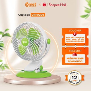 [Vào LIVE - Hỏa tốc HCM/HN] Quạt Sạc Comet CRF0206 3W có đế rời, để bàn hoặc kẹp mọi nơi xoay 360 độ