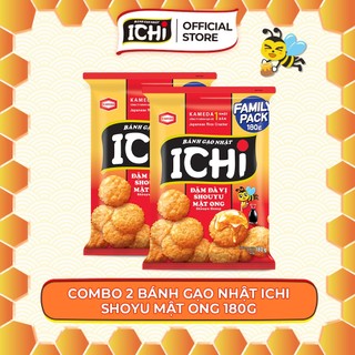  COMBO 2 gói 180g Bánh gạo Nhật ICHI vị Shouyu mật ong gói 180g bánh gạo ăn vặt giòn tan đậm đà 