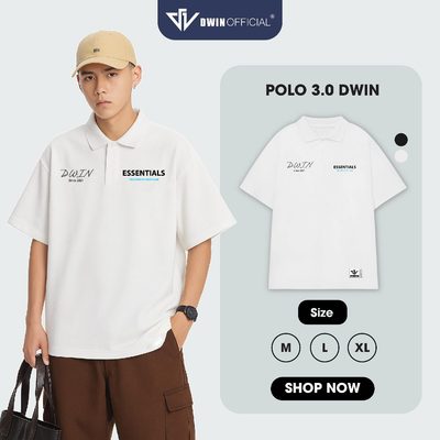Áo polo nam nữ brand in Dwin SIGNATURE cổ bẻ vải cá sấu basic form rộng tay lỡ unisex oversize PL01C