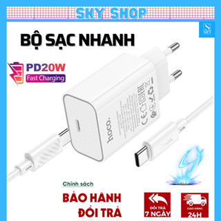 Củ Sạc Nhanh PD 20W USB-C - Hàng chính Hãng Hoco gồm 2 đầu type c PD20W [SKY]