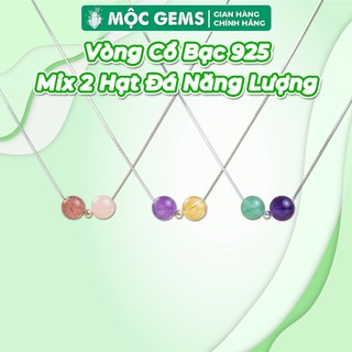  Dây Chuyền Bạc Nữ 925 Mix 2 Hạt Đá Năng Lượng Mộc Gems Giúp Thu Hút Tình Duyên May Mắn & Tài Lộc 