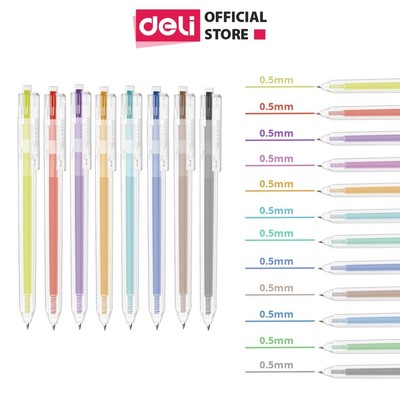 [ HỘP 12C] Bút Bi Gel Nhiều Màu Deli Ngòi 0.5mm, Bút Gel Mực Khô Nhanh Viết Trơn Tru Giá Rẻ