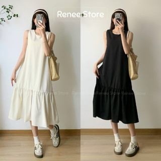 Váy suông sát nách dáng dài 2 lớp, đầm maxi đuôi cá chất đũi sần phong cách Hàn Quốc Renee Store - V366