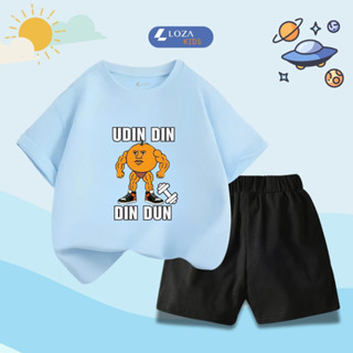  Bộ đồ cho bé trai Brainrot UDIN DIN DIN DUN hè 2025 - Quần áo trẻ em nam  từ 15-45kg - Loza Kids SB414 