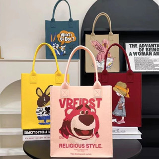 Túi Vải Nỉ Tote Hoạ Tiết Hình Gấu Lotso hình gấu dễ thương  Dùng Đi Chơi, Đi Học, Du Lịch