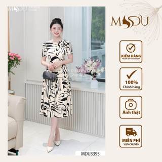 Váy Lụa Sang Trọng MDU3395 Thiết Kế Xòe Nhẹ Tay Phồng Cùng Họa Tiết Bắt Mắt Từ MDU K67-D1-4
