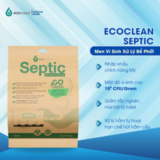  Gói Men Vi Sinh EcoClean Septic - Khử Mùi Hôi Toilet Giảm Nghẹt Bồn Cầu Đầy Hầm Cầu Bể Phốt 100g 