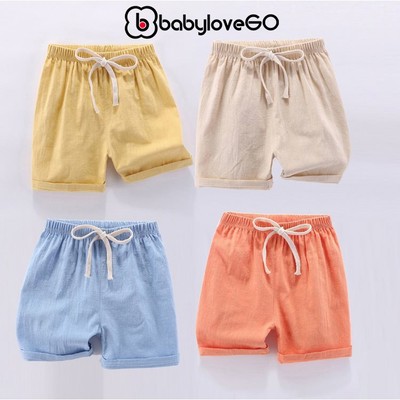 Quần đùi cho bé BabyloveGO quần sooc vải đũi mềm quần short unisex bé trai bé gái 10 đến 45kg QT011