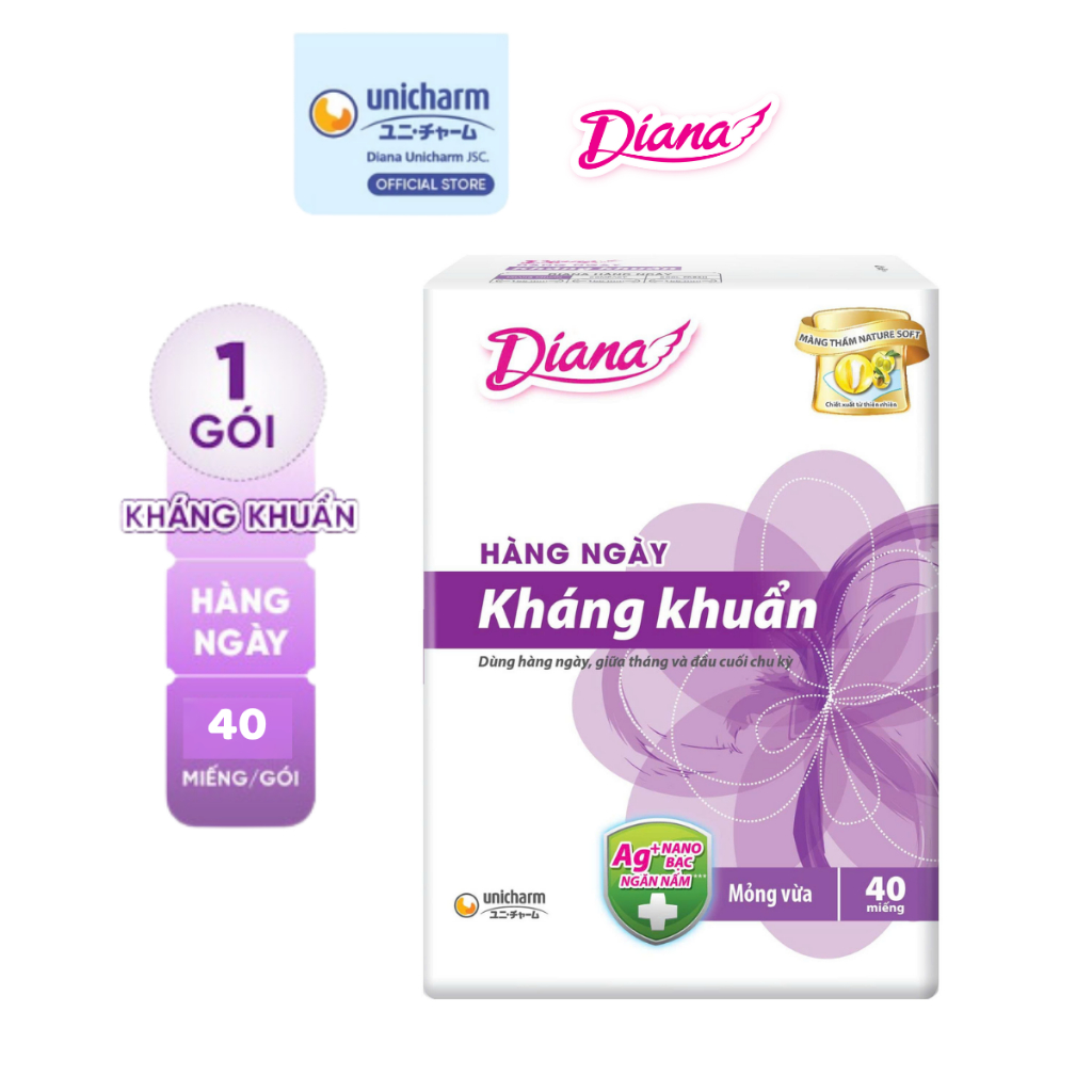 Băng vệ sinh Diana Sensi hàng ngày kháng khuẩn 40 miếng/gói