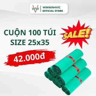 Combo 100 Túi gói hàng niêm phong xanh mint 25x35 WINWIN4VIC, Túi đóng hàng niêm phong keo dính sẵn, tiết kiệm thời gian