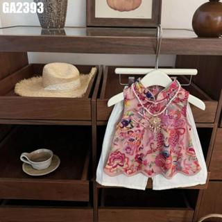 Set Áo Sát Nách Cổ Tàu Thêu Cherry Quần Lửng Ống Rộng Cho Bé Gái 1-8 MINTSCLOSET Quảng Châu - GA2396