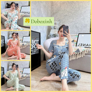  Đồ Tole Nữ Bộ Lanh Mặc Nhà Quần Dài Tay Ngắn Cổ Vuông Đồ Bộ Thiết Kế VNXK F21  40-65kg  doboxinh 