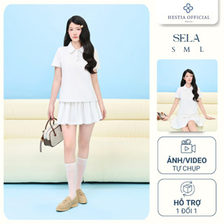 Set Áo Polo Nữ Phối Ren Hestia Chân Váy Ngắn Trắng Ren Chất Polo Cá Sấu Áo Mùa Hè Hàn Quốc - Sela Set