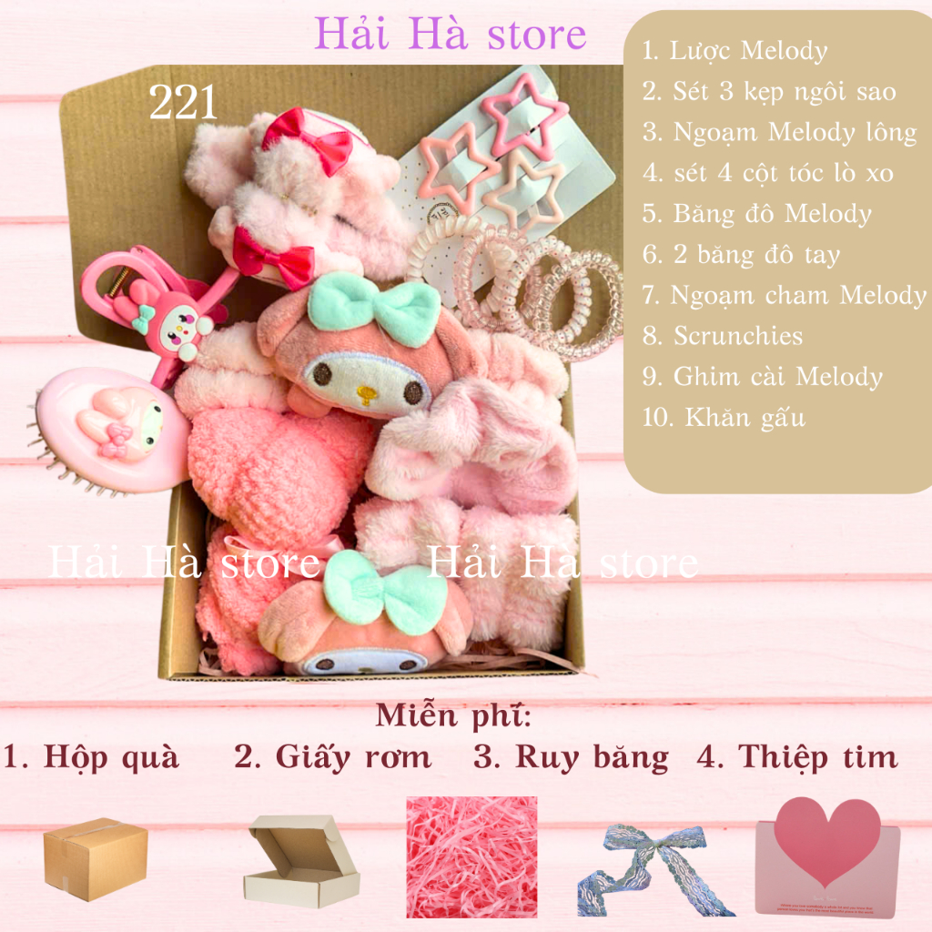 Melody, Set quà tặng sinh nhật, valentine cho nữ gồm phụ kiện tóc, kẹp tóc cho ngày lễ, kỉ niệm 0 k 