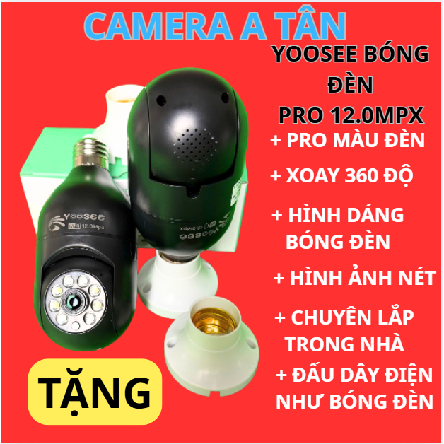 Camera Bóng Đèn Phát Hiện Chuyển Động,Ban Đêm Có Màu,Xoay 355 Độ,Camera Yoosee,Camera Wifi,