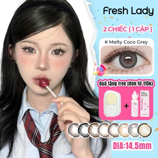 【HOT 14.5mm kính áp tròng FreshLady Diamond lens tự nhiên kính màu xám lens cận blue  mắt xanh lens nâu 6 tháng