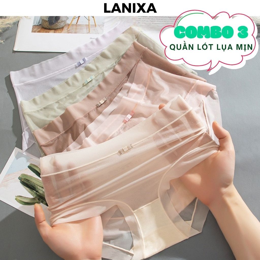 SET 3 Quần lót nữ lụa thun lạnh mềm mại mỏng nhẹ thoáng khí cạp vừa tôn dáng quyến rũ LANIXA L896