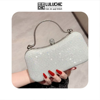 Túi xách nữ cốp cầm tay kim loai dự tiệc cưới đính đá quai cầm lấp lánh sang chảnh