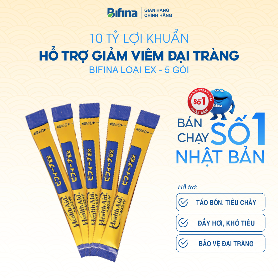 Bifina Nhật Bản Loại EX - Lẻ 5 gói (không hộp)- Hỗ Trợ Viêm Đại Tràng, Ruột Kích Thích