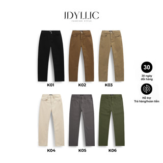 Quần Kaki Denim Unisex Ống Suông Đứng Nam nữ – Thời Trang Lịch Sự Không Co Giãn – IDYLLIC K01–K06