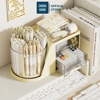 Hộp Đựng Bút Để Bàn ENODA HOME, Khay Ngăn Kéo Đựng Văn Phòng Phẩm Có Ống Đựng Bút Xoay Tròn P056