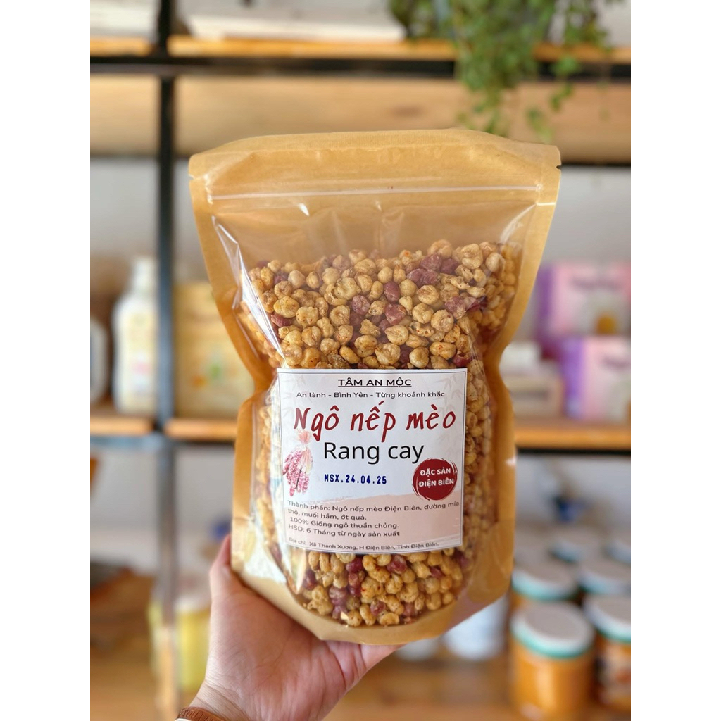 [Có ngô k cay] Túi 500g Ngô nếp mèo rang cay,  ngô cay rang củi đặc sản Điện Biên