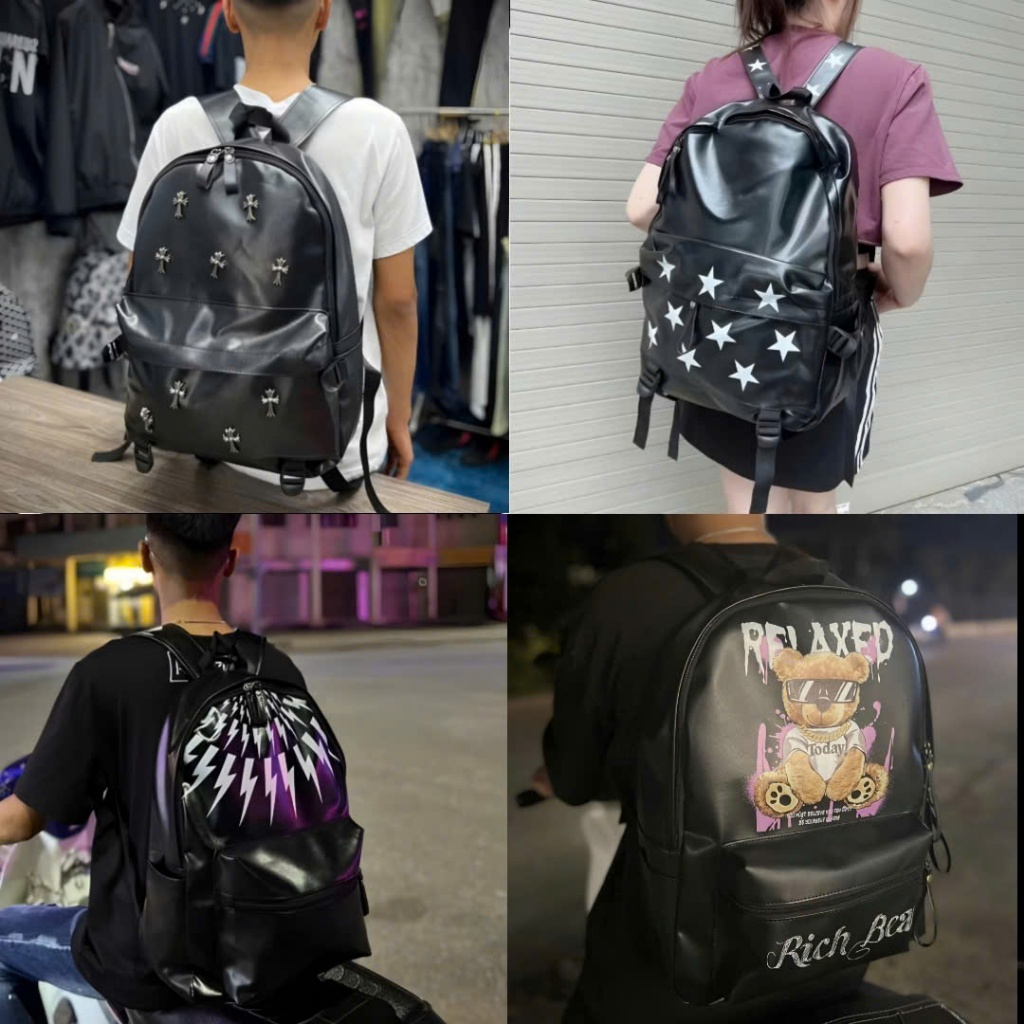 Balo đi học Ngôi Sao,Chữ Thập Quai To có ngăn bí mật cho nam nữ Size 42 vừa sách vở A4 Laptop